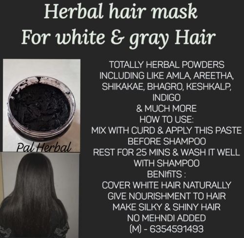 Herbal Hair Mask, Color : Black, Form : Powder