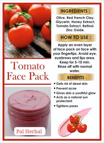 Olive Herbal Tomato Face Pack, Color : Light Pink, Form : Cream