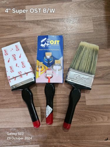 4inch Flat Brushes, Color : White, Handle Material : Wood For Painting