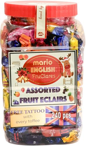 240 Pieces Mario English Fruclares Toffee Candy Jar