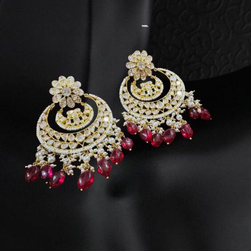 Polished Silver Scarlett Moon Chand Earrings, Color : Multi Color