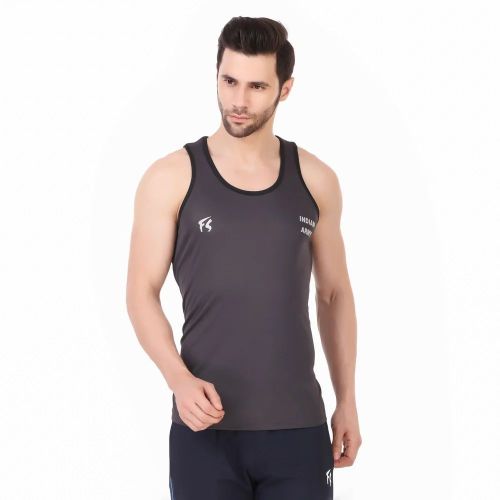 Printed Cotton Athletic Fit Vest for Men, Color : Black