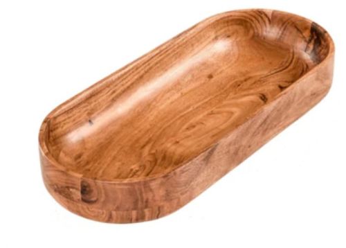 Polished Rectangular Acacia Wood Platter, Color : Brown