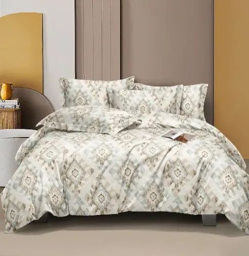 URBAN DECOR Printed Cotton Sage Fitted Bedsheet Set for Home, Hotel