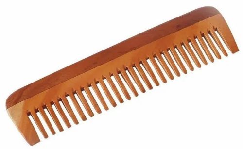 Detangle Neem Wood Comb, Color : Brown for Home, Hotel, Salon