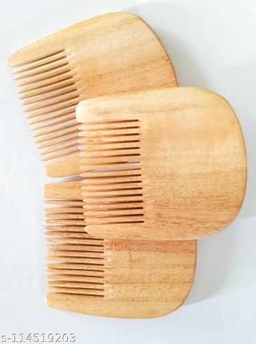 Unbranded Neem Wood U Shape Beard Comb, Color : Brown, Creamy