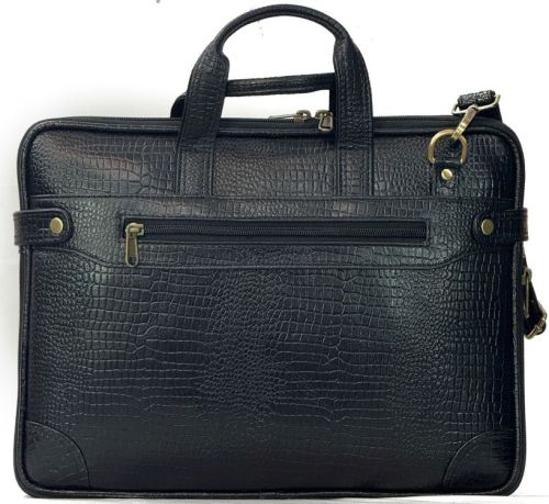 Plain 12x16x1.5 Inch Leather Laptop Bag, Color : Black