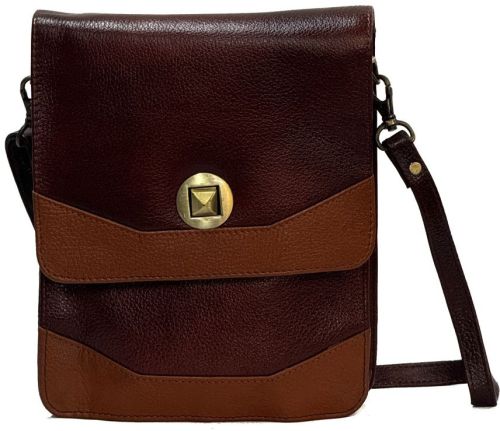 Plain Brown Stylish Leather Sling Bag, Shape : Rectangular