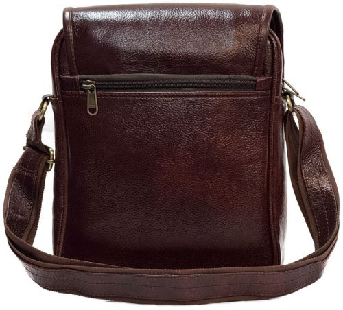 Plain Dark Brown Leather Sling Bag, Strap Type : Single Handle