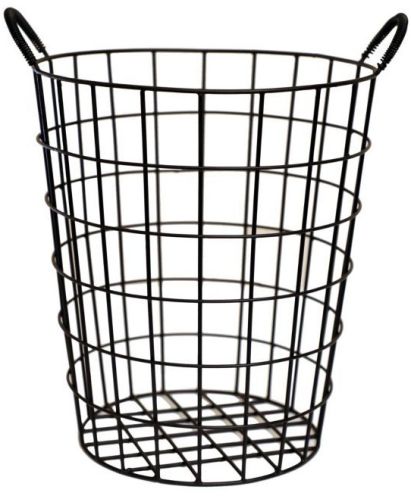 Black Iron Laundry Basket, Shape : Round