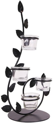 Color Coated Black Metal Tealight Holder for Decoration