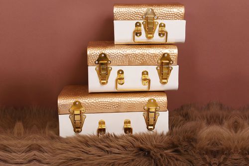 Metal Golden and Ivory Trunk Set