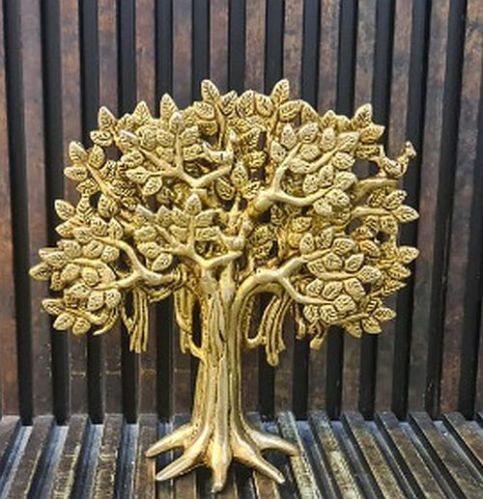Table Top Decorative Brass Tree Showpiece, Color : Golden