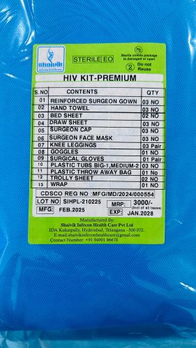SHAIVIK INFECON Disposable HIV Kit, Color : MEDICAL BLUE for Hospital