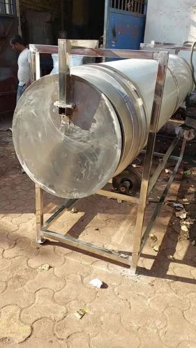 Electric Mild Steel Rotary Drum Roaster, Color : Silver