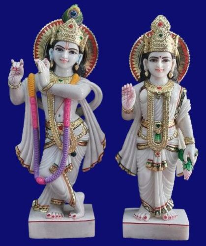 Polished Beautiful Marble Radha Krishna Statue for Worship Use