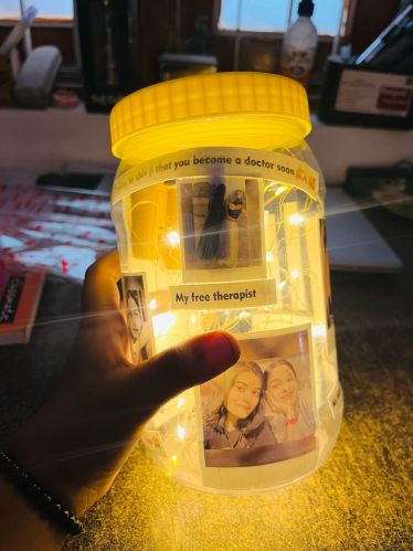 Customized Photo LED Light Glass Jar, Color : Transparent