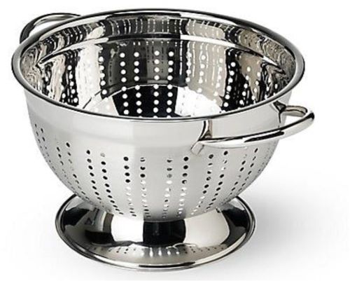 Polished 2 Lines Stainless Steel German Colander, Color : Silver