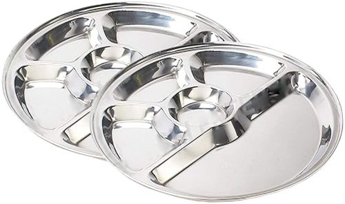 Plain Polished Round Deluxe Mess Tray, Color : Silver Multisize