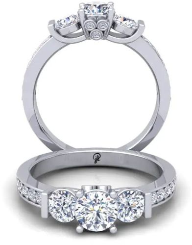 CVD 3 Stone Diamond Ring, Packaging Type : Velvet Box