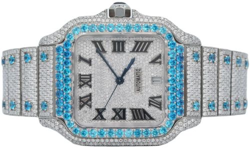 Moissanite Bustdown Iced Out Watch, Dialer Shape : Square