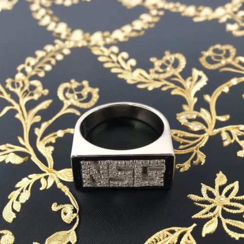 Diamond Moissanite Gold Letter Wedding Ring Engagement