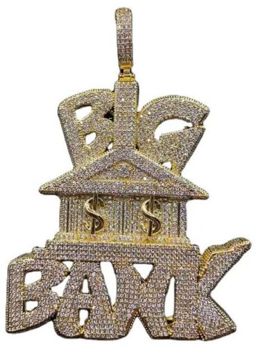 Moissanite Diamond Gold Plated Big Bank Dollar Pendant Party Wear