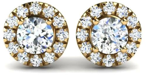Diamond Ladies Gold Plated Stud Earrings, Packaging Type : Velvet Box