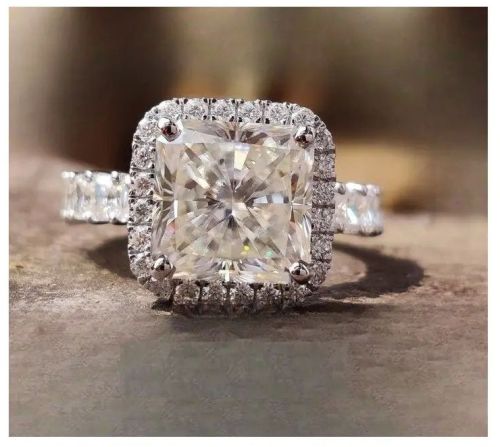 Diamond Moissanite Pave Wedding Ring, Packaging Type : Velvet Box