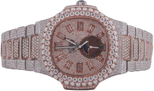 Moissanite Stunning Blue Dial Watch, Dialer Shape : Round