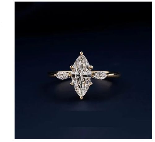 Diamond Moissanite Three Side Stone Wedding Ring, Gender : Female