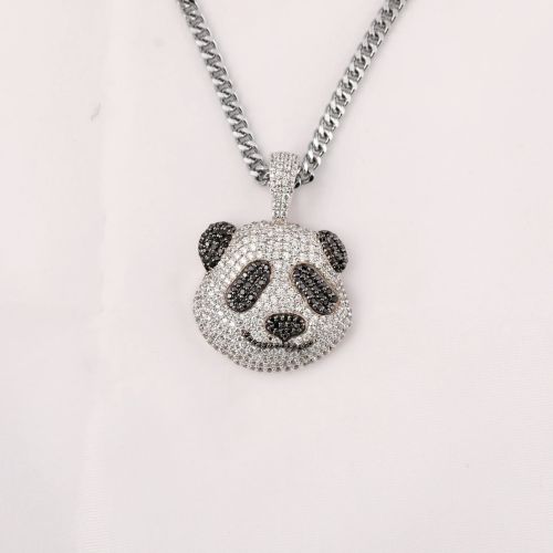 White Gold Panda Full Iced Out Pendant