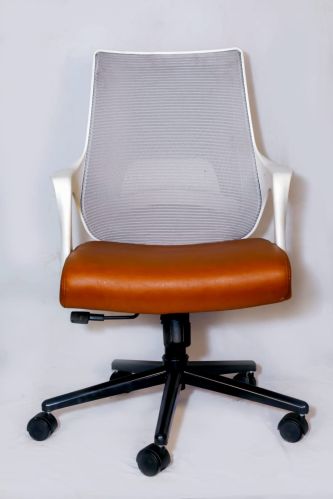 Plain Brown and White Mesh Office Chair