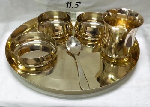 MG Brass Thali Set, Color : Golden for Kitchenware