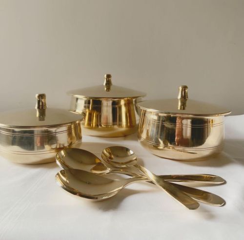 Mg Polished Kansa Serving Donga Set, Product Type : With Spoon