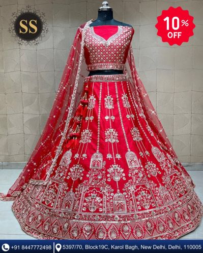 Embroidered Bridal Lehenga, Stitch Type : Unstitched