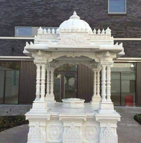 Plain Polished White Marble Stone Temple for Worship Use