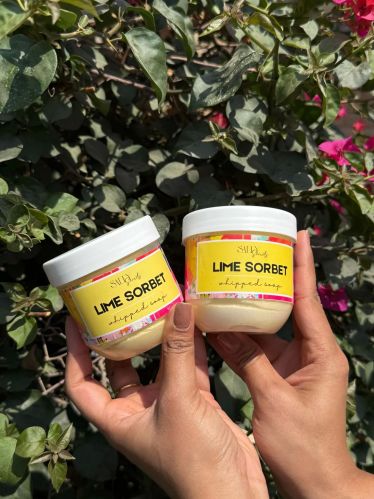 Lime Whipped Soap, Color : Yellow, Packaging Type : Jar