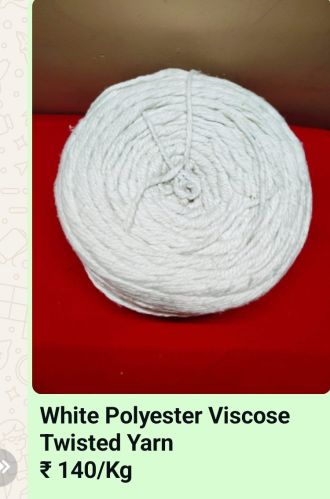 Plain Spun White Polyester Viscose Twisted Yarn