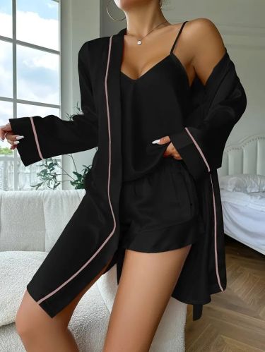 Solid  Satin Women Robes Set