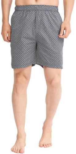 Mens Navy Blue Floral Printed Cotton Shorts with Back Pocket