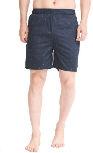 Mens Navy Blue Triangle Printed Cotton Shorts