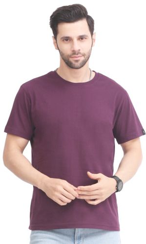 Plain Mens Regular Fit Purple Cotton T-Shirt XL, 2XL