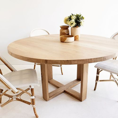 Plain Stives American Oak Dining Table, Color : Natural 200cm