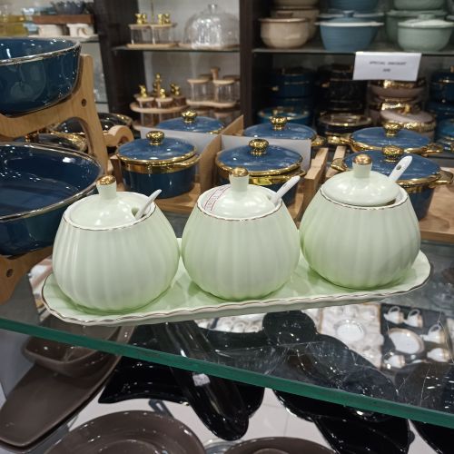 Condiment Containers - Porcelain Seasonings Jar Set