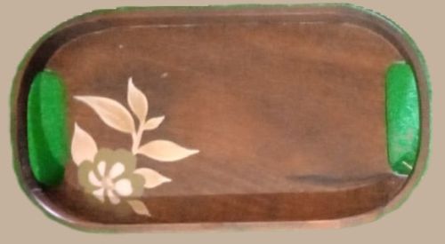 Polished Wood Flower Serving Tray Customize