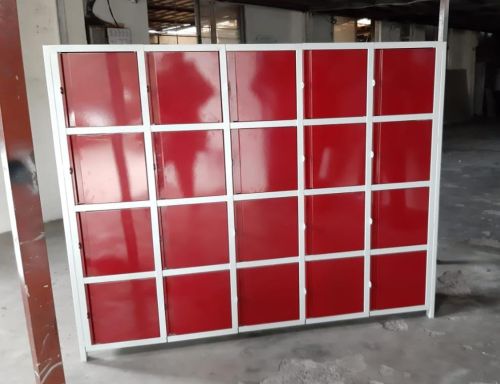 Color Coated 20 Compartment Mild Steel Storage Locker, Color : Red