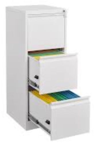 Color Coated Galvanized Iron 3 Drawer Filing Cabinet, Color : White