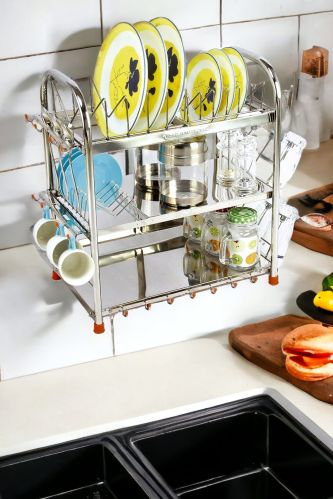 Polished Stainless Steel Dish Racks, Color : Silver Multisize