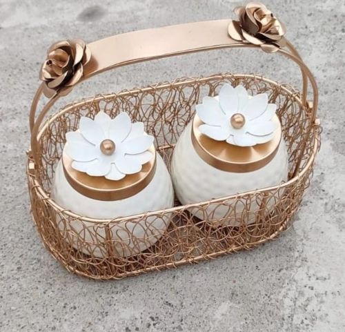 Metal Gifting Basket Dry Fruit Jar Set